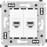 ДКС Компьютерная розетка RJ-45 без шторки в стену, кат.6 двойная, Avanti, белое облако 4400694 DKC