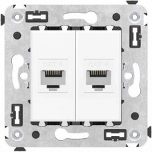 ДКС Компьютерная розетка RJ-45 без шторки в стену, кат.6 двойная, Avanti, белое облако 4400694 DKC