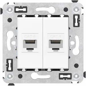 ДКС Компьютерная розетка RJ-45 без шторки в стену, кат.6 двойная, Avanti, белое облако 4400694 DKC ДКС Компьютерная розетка RJ-45 без шторки в стену, кат.6 двойная, Avanti, белое облако 4400694 DKC
