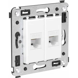 ДКС Компьютерная розетка RJ-45 без шторки в стену, кат.6 двойная, Avanti, белое облако 4400694 DKC ДКС Компьютерная розетка RJ-45 без шторки в стену, кат.6 двойная, Avanti, белое облако 4400694 DKC