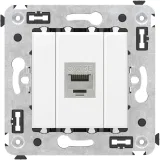 ДКС Компьютерная розетка RJ-45 без шторки в стену, кат.5e одинарная экранированная, Avanti, белое облако 4400763 DKC