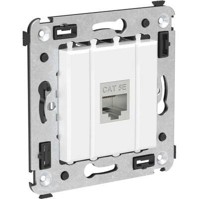 ДКС Компьютерная розетка RJ-45 без шторки в стену, кат.5e одинарная экранированная, Avanti, белое облако 4400763 DKC ДКС Компьютерная розетка RJ-45 без шторки в стену, кат.5e одинарная экранированная, Avanti, белое облако 4400763 DKC
