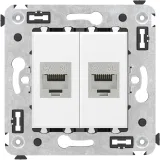ДКС Компьютерная розетка RJ-45 без шторки в стену, кат.5e двойная экранированная, Avanti, белое облако 4400764 DKC