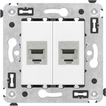 ДКС Компьютерная розетка RJ-45 без шторки в стену, кат.5e двойная экранированная, Avanti, белое облако 4400764 DKC
