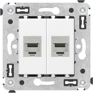ДКС Компьютерная розетка RJ-45 без шторки в стену, кат.5e двойная экранированная, Avanti, белое облако 4400764 DKC ДКС Компьютерная розетка RJ-45 без шторки в стену, кат.5e двойная экранированная, Avanti, белое облако 4400764 DKC