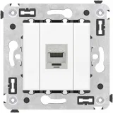 ДКС Компьютерная розетка RJ-45 без шторки в стену, кат.6A одинарная  экранированная, Avanti, белое облако 4400773 DKC