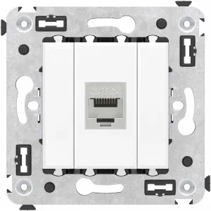 ДКС Компьютерная розетка RJ-45 без шторки в стену, кат.6A одинарная экранированная, Avanti, белое облако 4400773 DKC ДКС Компьютерная розетка RJ-45 без шторки в стену, кат.6A одинарная экранированная, Avanti, белое облако 4400773 DKC
