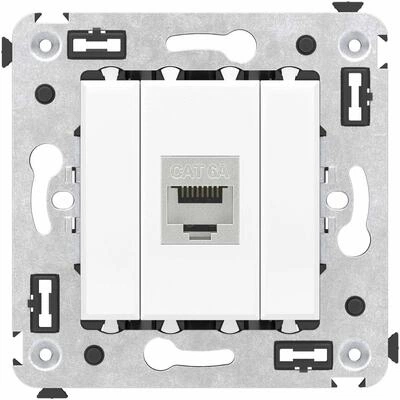 ДКС Компьютерная розетка RJ-45 без шторки в стену, кат.6A одинарная  экранированная, Avanti, белое облако 4400773 DKC