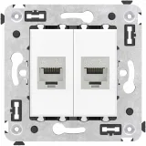 ДКС Компьютерная розетка RJ-45 без шторки в стену, кат.6A двойная экранированная, Avanti, белое облако 4400774 DKC