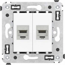 ДКС Компьютерная розетка RJ-45 без шторки в стену, кат.6A двойная  экранированная, Avanti, белое облако 4400774 DKC