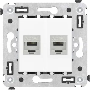 ДКС Компьютерная розетка RJ-45 без шторки в стену, кат.6A двойная экранированная, Avanti, белое облако 4400774 DKC ДКС Компьютерная розетка RJ-45 без шторки в стену, кат.6A двойная экранированная, Avanti, белое облако 4400774 DKC