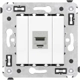ДКС Компьютерная розетка RJ-45 без шторки в стену, кат.6 одинарная экранированная, Avanti, белое облако 4400793 DKC