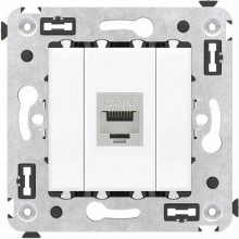ДКС Компьютерная розетка RJ-45 без шторки в стену, кат.6 одинарная экранированная, Avanti, белое облако 4400793 DKC