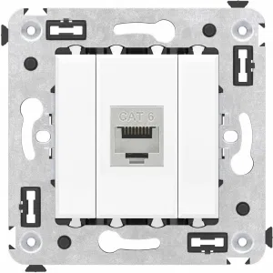 ДКС Компьютерная розетка RJ-45 без шторки в стену, кат.6 одинарная экранированная, Avanti, белое облако 4400793 DKC ДКС Компьютерная розетка RJ-45 без шторки в стену, кат.6 одинарная экранированная, Avanti, белое облако 4400793 DKC