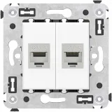 ДКС Компьютерная розетка RJ-45 без шторки в стену, кат.6 двойная экранированная, Avanti, белое облако 4400794 DKC