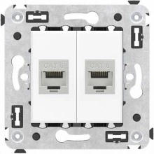 ДКС Компьютерная розетка RJ-45 без шторки в стену, кат.6 двойная экранированная, Avanti, белое облако 4400794 DKC