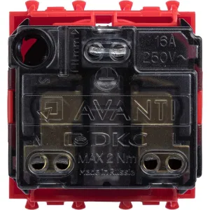 ДКС Розетка модульная, 2P+E, с з/ш, Avanti, красный квадрат, 2 модуля 4401002 DKC ДКС Розетка модульная, 2P+E, с з/ш, Avanti, красный квадрат, 2 модуля 4401002 DKC