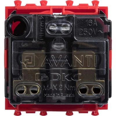 ДКС Розетка модульная, 2P+E, с з/ш, Avanti, красный квадрат, 2 модуля 4401002 DKC ДКС Розетка модульная, 2P+E, с з/ш, Avanti, красный квадрат, 2 модуля 4401002 DKC