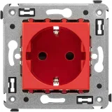 ДКС Розетка в стену, 2P+E, с з/ш, Avanti, красный квадрат 4401003 DKC
