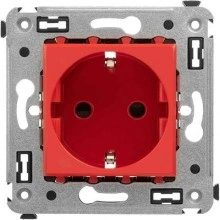 ДКС Розетка в стену, 2P+E, с з/ш, Avanti, красный квадрат 4401003 DKC