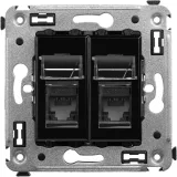 ДКС Компьютерная розетка RJ-45 в стену, кат.6 двойная, Avanti, черный квадрат 4402294 DKC