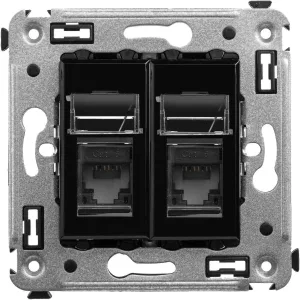 ДКС Компьютерная розетка RJ-45 в стену, кат.6 двойная, Avanti, черный квадрат 4402294 DKC ДКС Компьютерная розетка RJ-45 в стену, кат.6 двойная, Avanti, черный квадрат 4402294 DKC