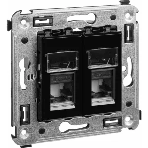 ДКС Компьютерная розетка RJ-45 в стену, кат.6 двойная, Avanti, черный квадрат 4402294 DKC ДКС Компьютерная розетка RJ-45 в стену, кат.6 двойная, Avanti, черный квадрат 4402294 DKC