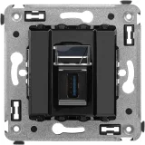 ДКС USB 3.0 розетка одинарная в стену, тип А-А, Avanti, черный квадрат 4402303 DKC