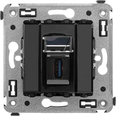 ДКС USB 3.0 розетка одинарная в стену, тип А-А, Avanti, черный квадрат 4402303 DKC ДКС USB 3.0 розетка одинарная в стену, тип А-А, Avanti, черный квадрат 4402303 DKC