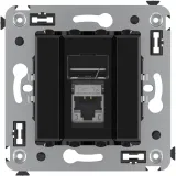 ДКС Компьютерная розетка RJ-45 в стену, кат.5e одинарная экранированная, Avanti, черный квадрат 4402363 DKC
