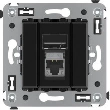 ДКС Компьютерная розетка RJ-45 в стену, кат.5e одинарная экранированная, Avanti, черный квадрат 4402363 DKC
