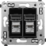 ДКС Компьютерная розетка RJ-45 в стену, кат.5e двойная экранированная, Avanti, черный квадрат 4402364 DKC