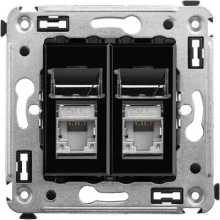 ДКС Компьютерная розетка RJ-45 в стену, кат.5e двойная экранированная, Avanti, черный квадрат 4402364 DKC