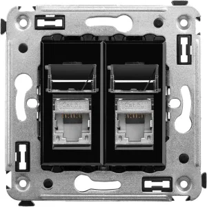 ДКС Компьютерная розетка RJ-45 в стену, кат.5e двойная экранированная, Avanti, черный квадрат 4402364 DKC ДКС Компьютерная розетка RJ-45 в стену, кат.5e двойная экранированная, Avanti, черный квадрат 4402364 DKC