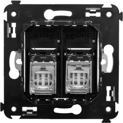 ДКС Компьютерная розетка RJ-45 в стену, кат.5e двойная экранированная, Avanti, черный квадрат 4402364 DKC ДКС Компьютерная розетка RJ-45 в стену, кат.5e двойная экранированная, Avanti, черный квадрат 4402364 DKC