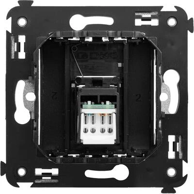 ДКС Компьютерная розетка RJ-45 в стену, кат.6А одинарная, "Avanti", "Черный квадрат" 4402373 DKC ДКС Компьютерная розетка RJ-45 в стену, кат.6А одинарная, "Avanti", "Черный квадрат" 4402373 DKC