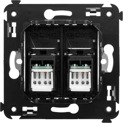 ДКС Компьютерная розетка RJ-45 в стену, кат.6А двойная, Avanti, черный квадрат 4402374 DKC ДКС Компьютерная розетка RJ-45 в стену, кат.6А двойная, Avanti, черный квадрат 4402374 DKC