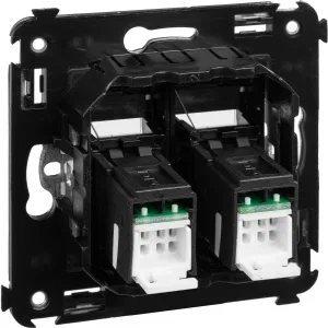 ДКС Компьютерная розетка RJ-45 в стену, кат.6А двойная, Avanti, черный квадрат 4402374 DKC ДКС Компьютерная розетка RJ-45 в стену, кат.6А двойная, Avanti, черный квадрат 4402374 DKC
