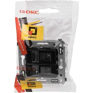 ДКС Компьютерная розетка RJ-45 в стену, кат.6А двойная, Avanti, черный квадрат 4402374 DKC ДКС Компьютерная розетка RJ-45 в стену, кат.6А двойная, Avanti, черный квадрат 4402374 DKC