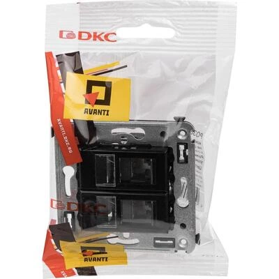 ДКС Компьютерная розетка RJ-45 в стену, кат.6А двойная, Avanti, черный квадрат 4402374 DKC ДКС Компьютерная розетка RJ-45 в стену, кат.6А двойная, Avanti, черный квадрат 4402374 DKC