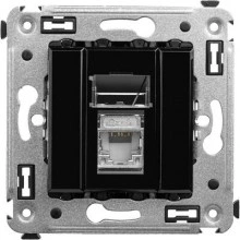 ДКС Компьютерная розетка RJ-45 в стену, кат.6 одинарная экранированная, "Avanti", "Черный квадрат" 4402393 DKC