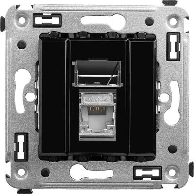 ДКС Компьютерная розетка RJ-45 в стену, кат.6 одинарная экранированная, "Avanti", "Черный квадрат" 4402393 DKC