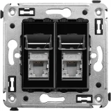 ДКС Компьютерная розетка RJ-45 в стену, кат.6 двойная экранированная, Avanti, черный квадрат 4402394 DKC