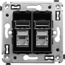 ДКС Компьютерная розетка RJ-45 в стену, кат.6 двойная экранированная, Avanti, черный квадрат 4402394 DKC