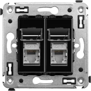 ДКС Компьютерная розетка RJ-45 в стену, кат.6 двойная экранированная, Avanti, черный квадрат 4402394 DKC ДКС Компьютерная розетка RJ-45 в стену, кат.6 двойная экранированная, Avanti, черный квадрат 4402394 DKC