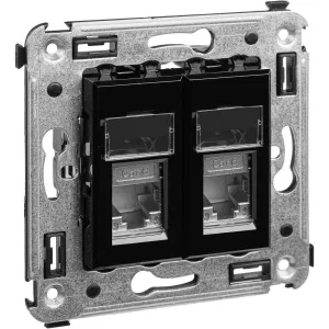 ДКС Компьютерная розетка RJ-45 в стену, кат.6 двойная экранированная, Avanti, черный квадрат 4402394 DKC ДКС Компьютерная розетка RJ-45 в стену, кат.6 двойная экранированная, Avanti, черный квадрат 4402394 DKC