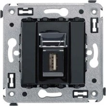 ДКС USB 2.0 розетка одинарная в стену, тип А-А, Avanti, черный квадрат 4402403 DKC