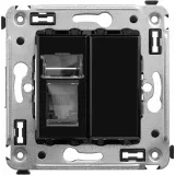 ДКС Компьютерная розетка RJ-45 в стену, кат.5e одинарная, Avanti, черный квадрат 4402463 DKC
