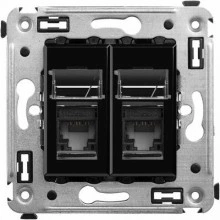 ДКС Компьютерная розетка RJ-45 в стену, кат.5e двойная, Avanti, черный квадрат 4402464 DKC