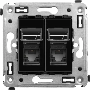 ДКС Компьютерная розетка RJ-45 в стену, кат.5e двойная, Avanti, черный квадрат 4402464 DKC ДКС Компьютерная розетка RJ-45 в стену, кат.5e двойная, Avanti, черный квадрат 4402464 DKC